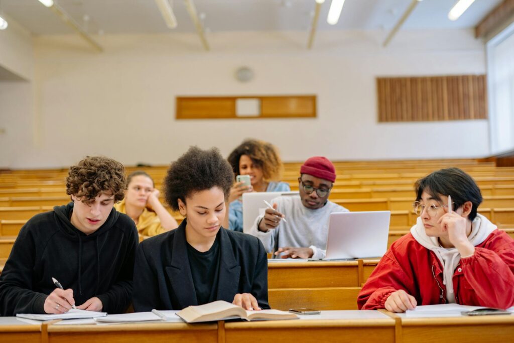 Students studying in a classrom